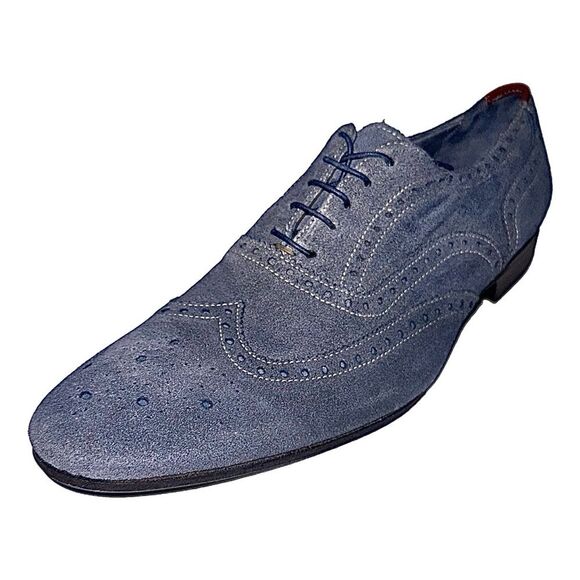 Paul Smith Blue Suede Wingtip Oxford Shoes US 9 M main image 13